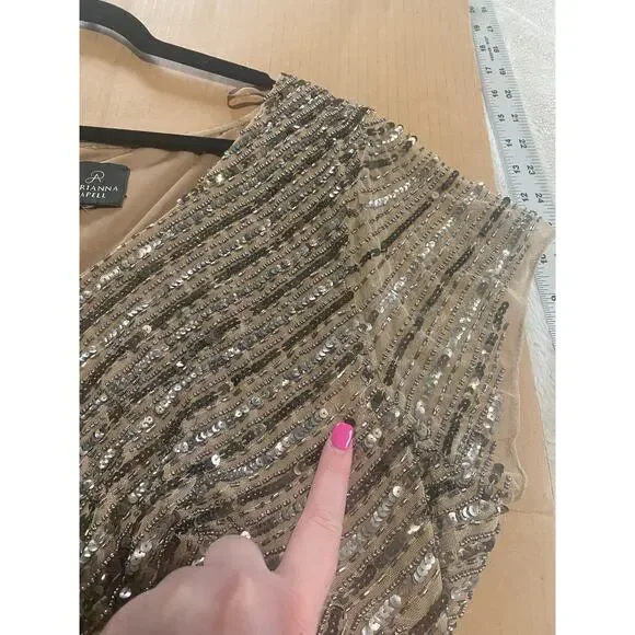 ADRIANNA PAPELL DRESS GOWN MOTHER OF THE BRIDE EVENING FORMAL WEDDING GUEST - Picture 13 of 16